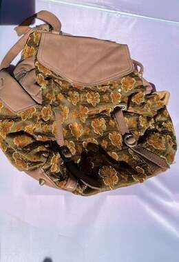 Lucky Penny Velvet Floral Leather Backpack Purse